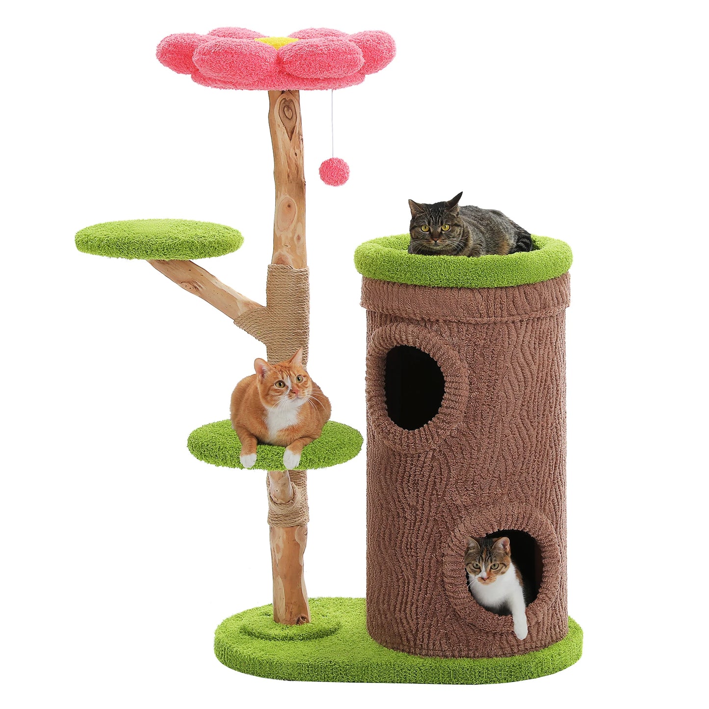 Cat Tree with Condos, Scratching Post and Toys