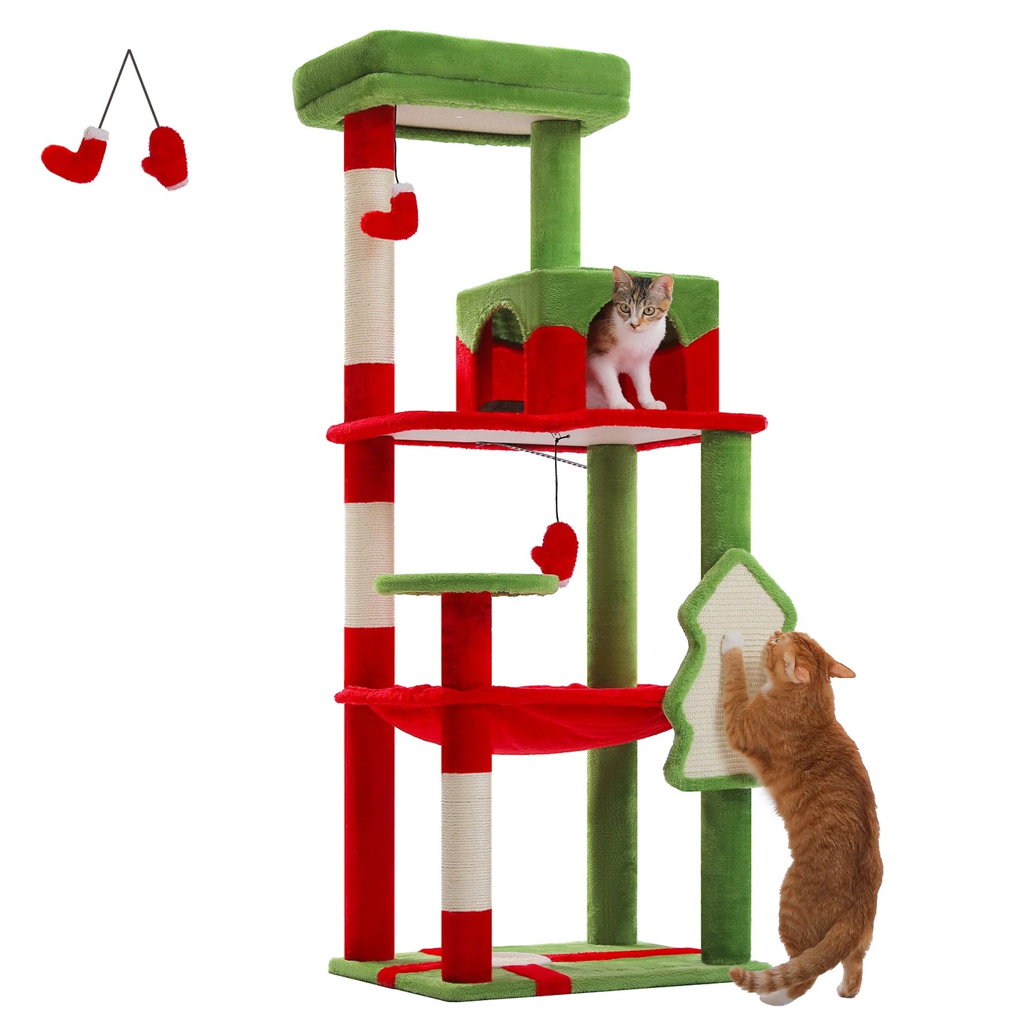 5-Level Cat Tower with Hammock, Scratching Posts , Condo, Top Perch