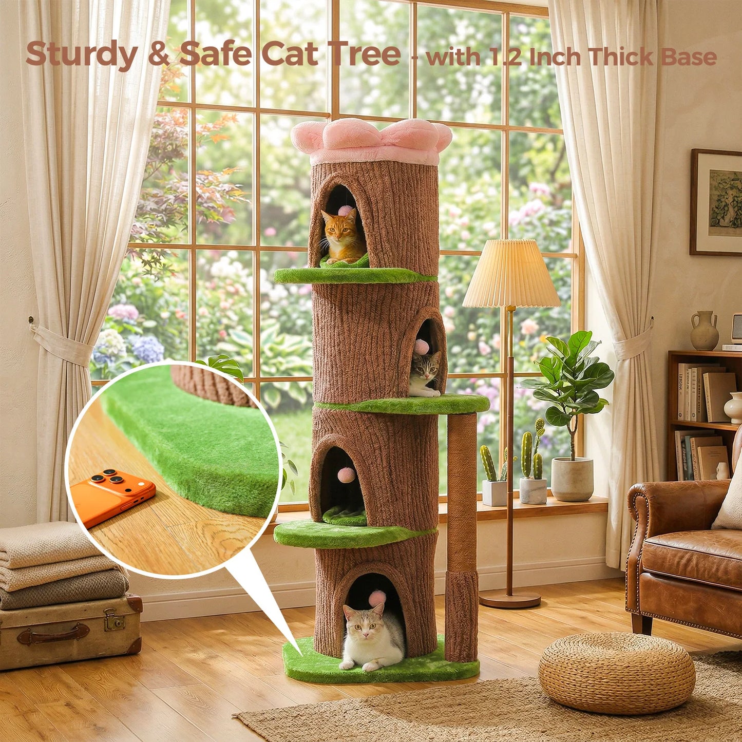 Cat Tree with Condos, Scratching Post and Toys