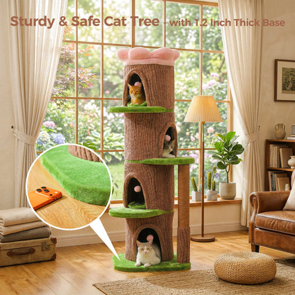 Cat Tree with Condos, Scratching Post and Toys