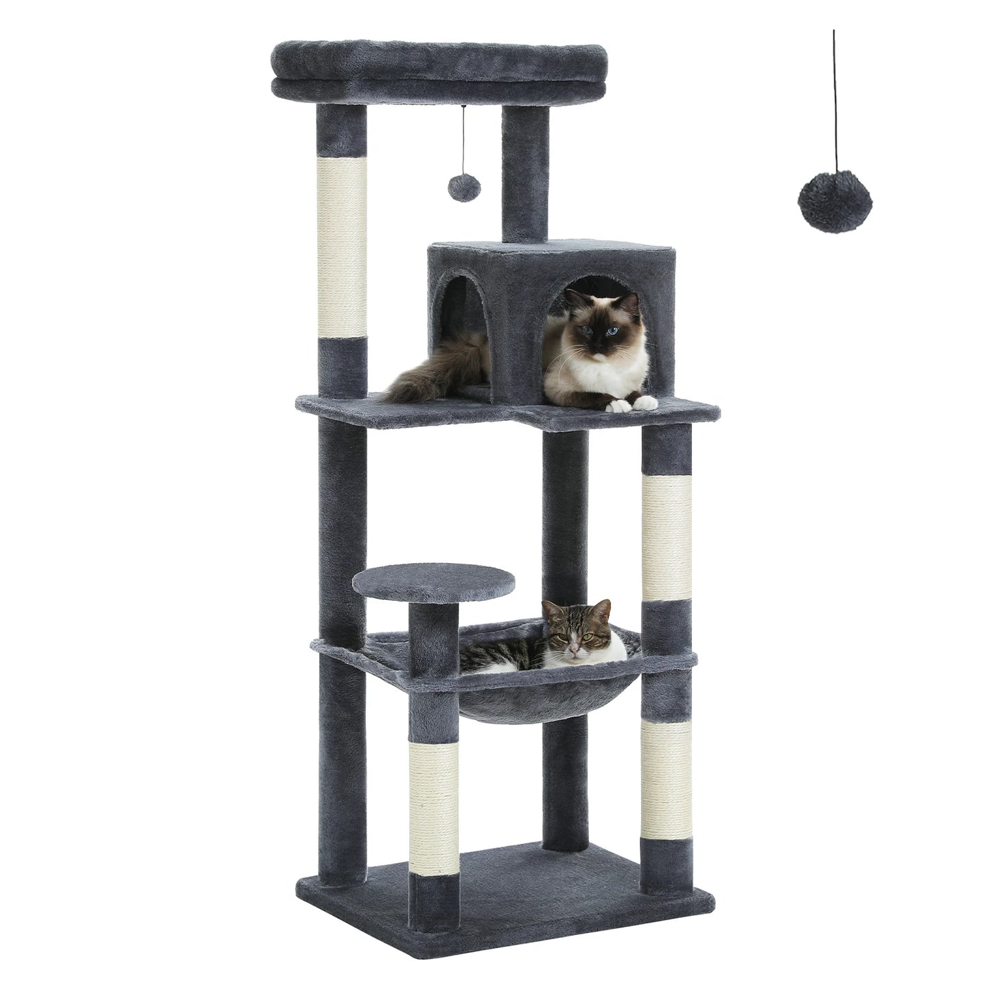 5-Level Cat Tower with Hammock, Scratching Posts , Condo, Top Perch