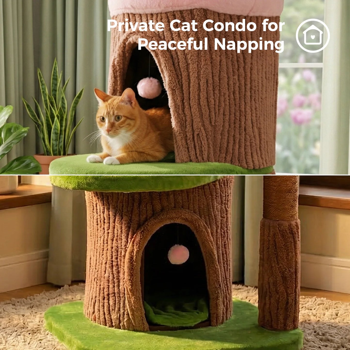 Cat Tree with Condos, Scratching Post and Toys
