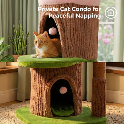 Cat Tree with Condos, Scratching Post and Toys