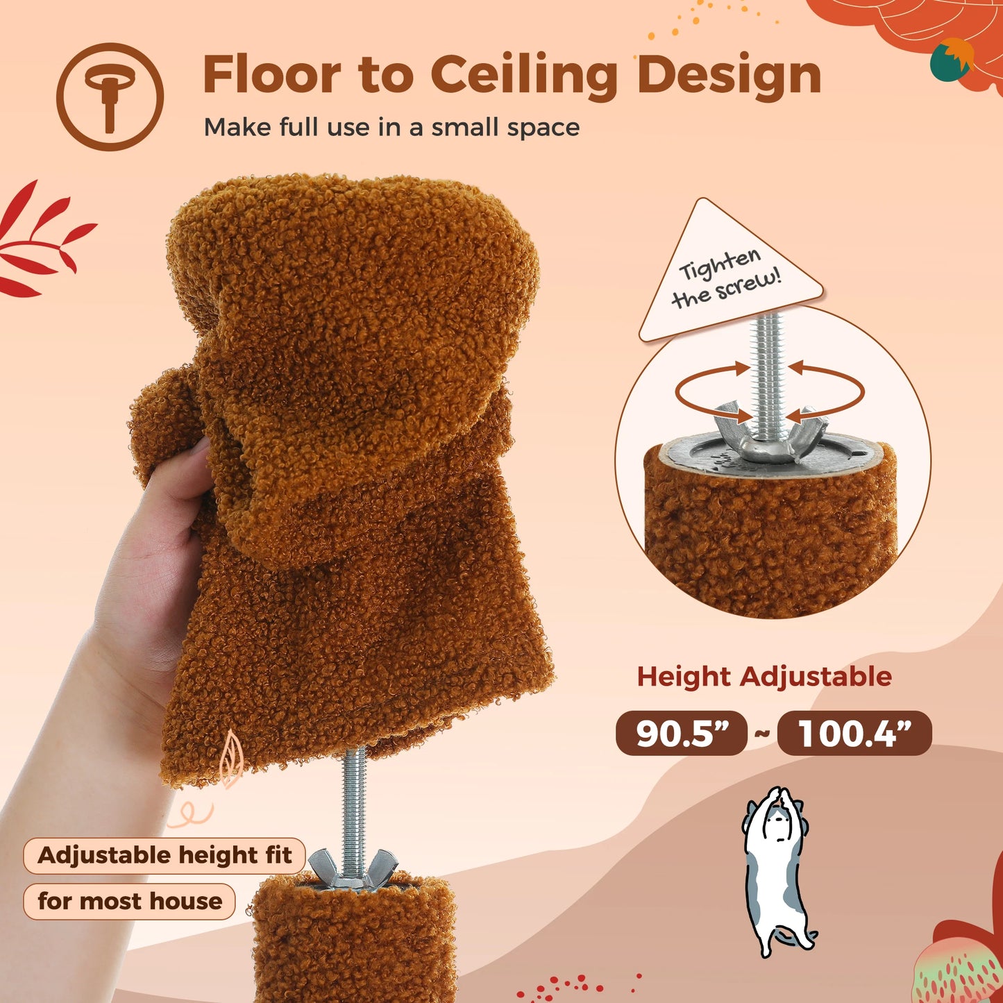 Cat Floor to Ceiling  Adjustable Tower