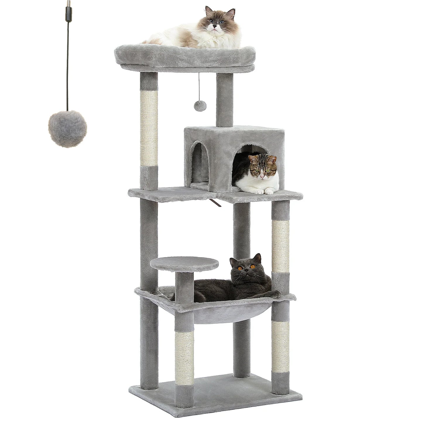 5-Level Cat Tower with Hammock, Scratching Posts , Condo, Top Perch