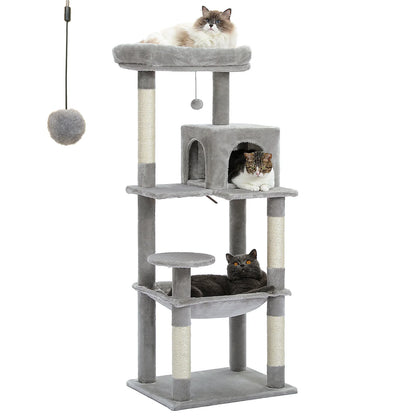 5-Level Cat Tower with Hammock, Scratching Posts , Condo, Top Perch