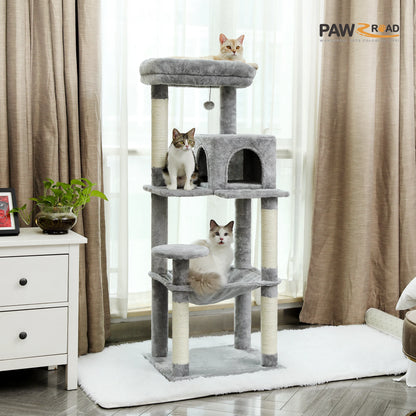 5-Level Cat Tower with Hammock, Scratching Posts , Condo, Top Perch