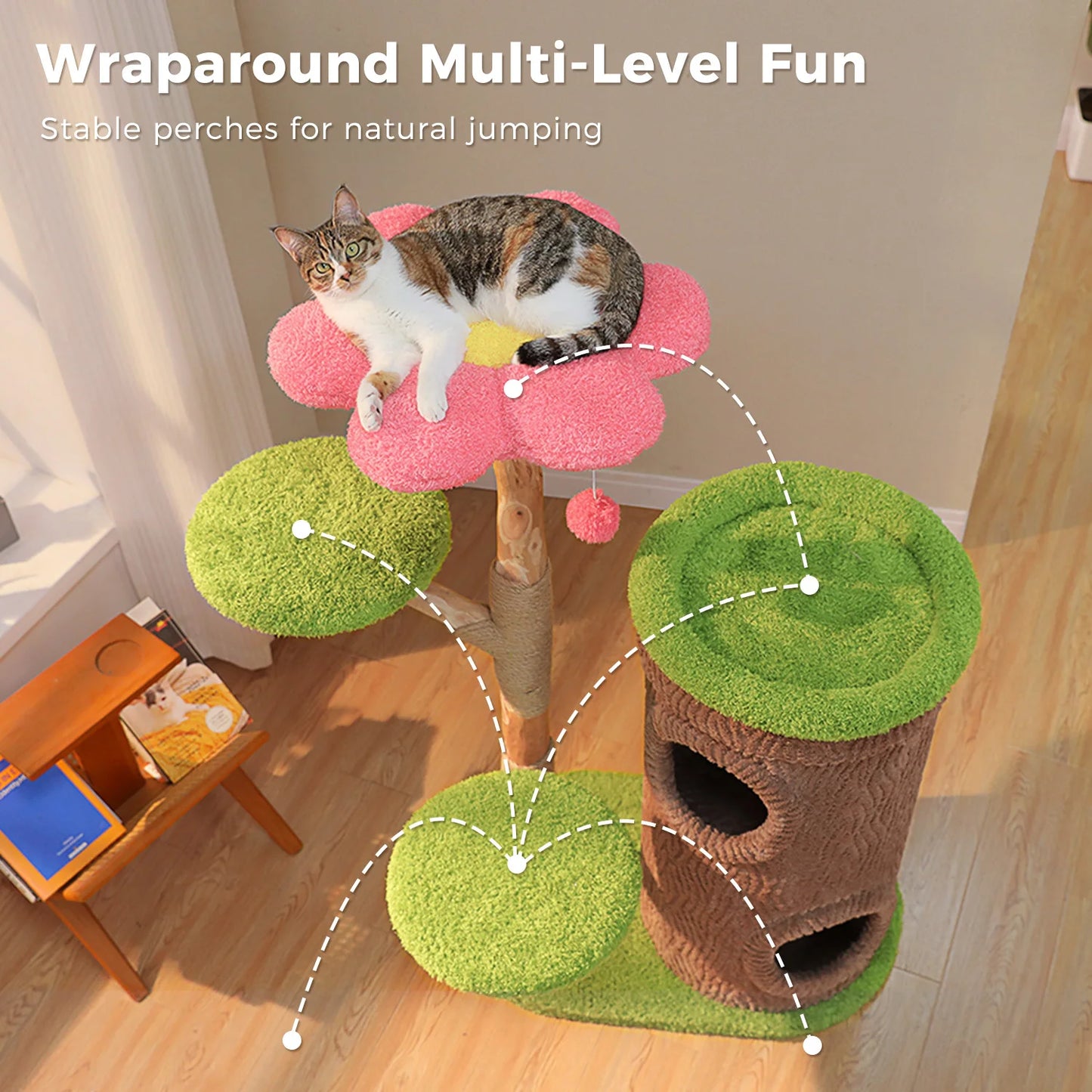 Cat Tree with Condos, Scratching Post and Toys