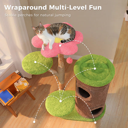 Cat Tree with Condos, Scratching Post and Toys