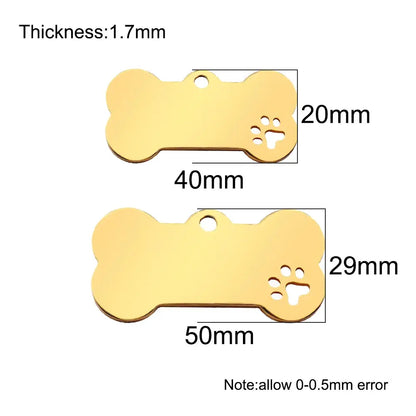 20Pcs Personalized Collar Bone Pet ID Tag