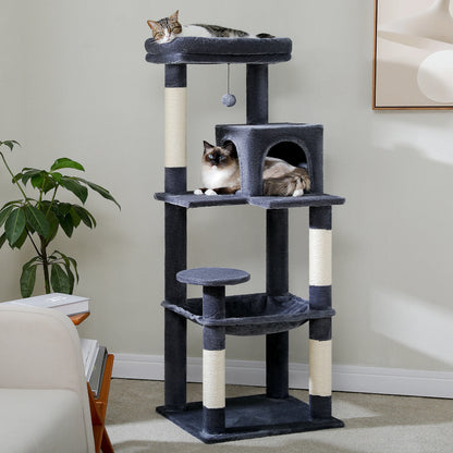 5-Level Cat Tower with Hammock, Scratching Posts , Condo, Top Perch