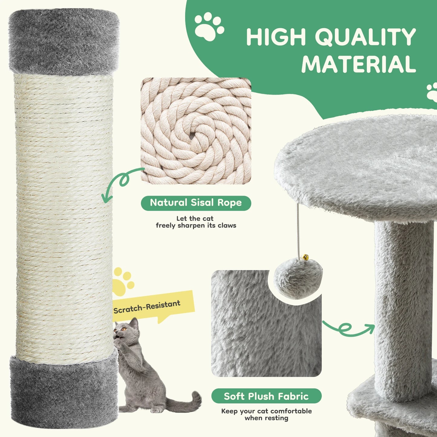 Tall Multi-Cat Climbing Tower w/Scratching Posts