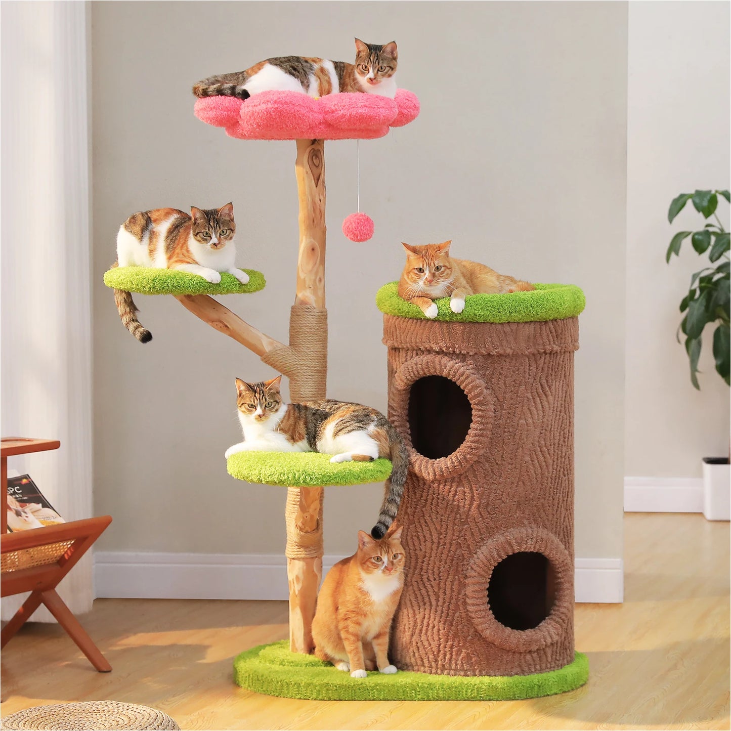 Cat Tree with Condos, Scratching Post and Toys