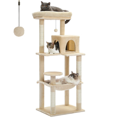 5-Level Cat Tower with Hammock, Scratching Posts , Condo, Top Perch