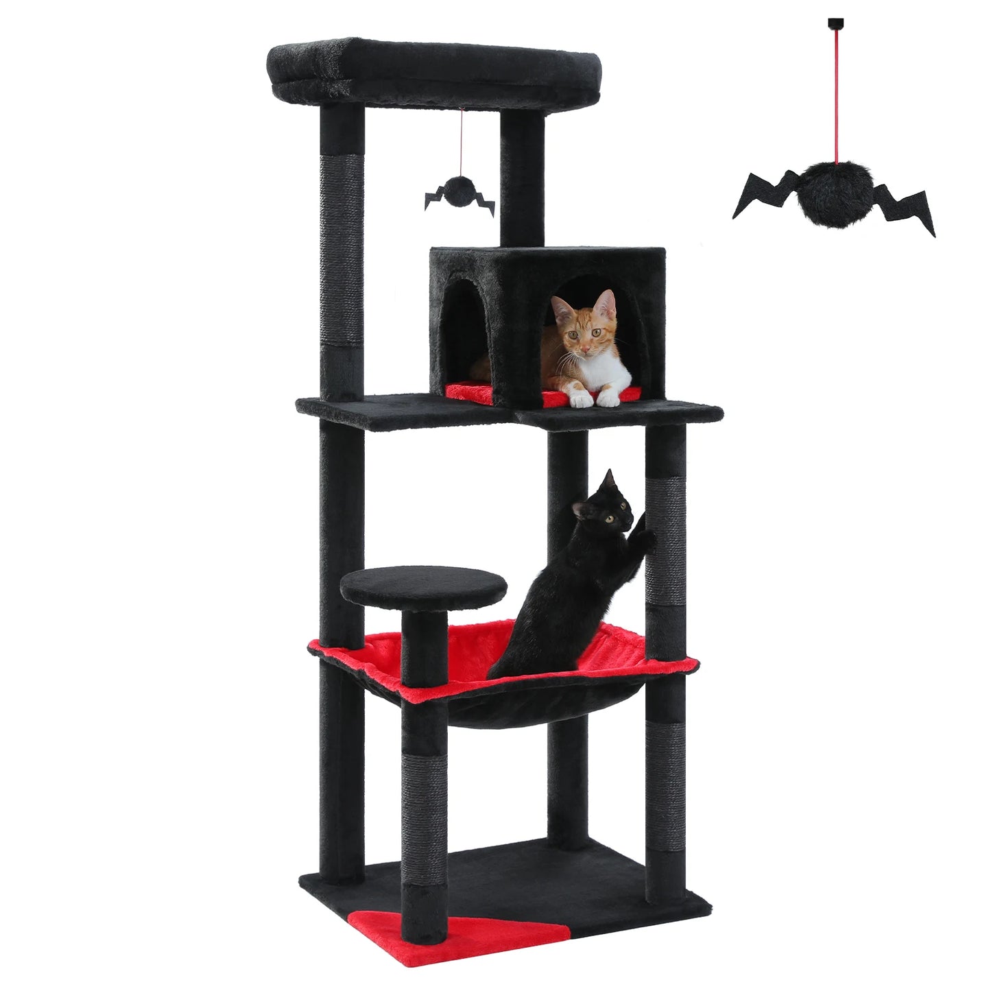 5-Level Cat Tower with Hammock, Scratching Posts , Condo, Top Perch
