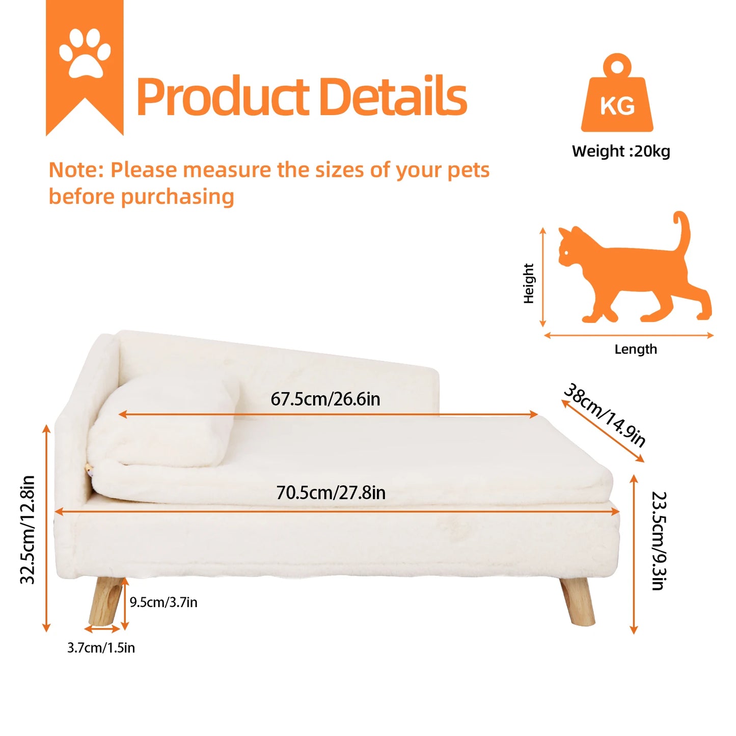 Elevated Cozy Pet Sofa/Bed for small pets