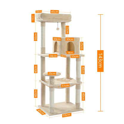 5-Level Cat Tower with Hammock, Scratching Posts , Condo, Top Perch