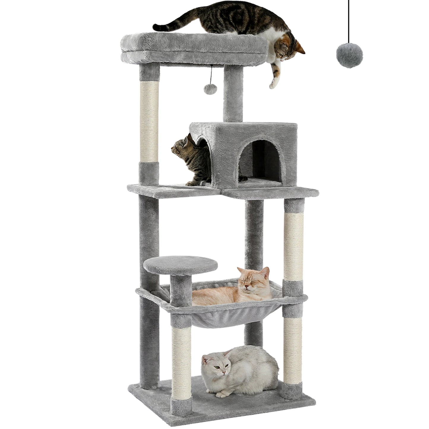 5-Level Cat Tower with Hammock, Scratching Posts , Condo, Top Perch