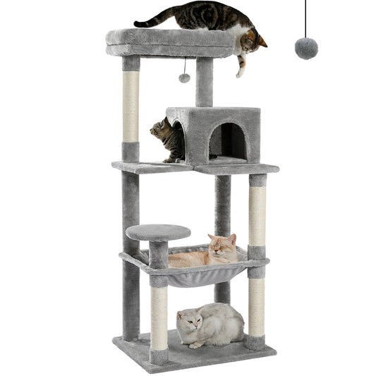 5-Level Cat Tower with Hammock, Scratching Posts , Condo, Top Perch